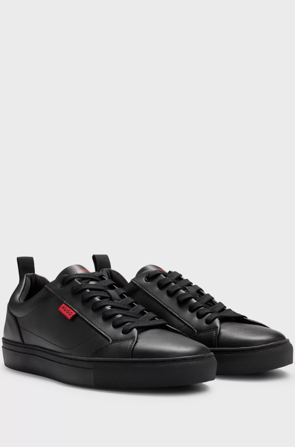 HUGO BOSS Faux-leather Trainers With Red Logo Flag Sort Outlet