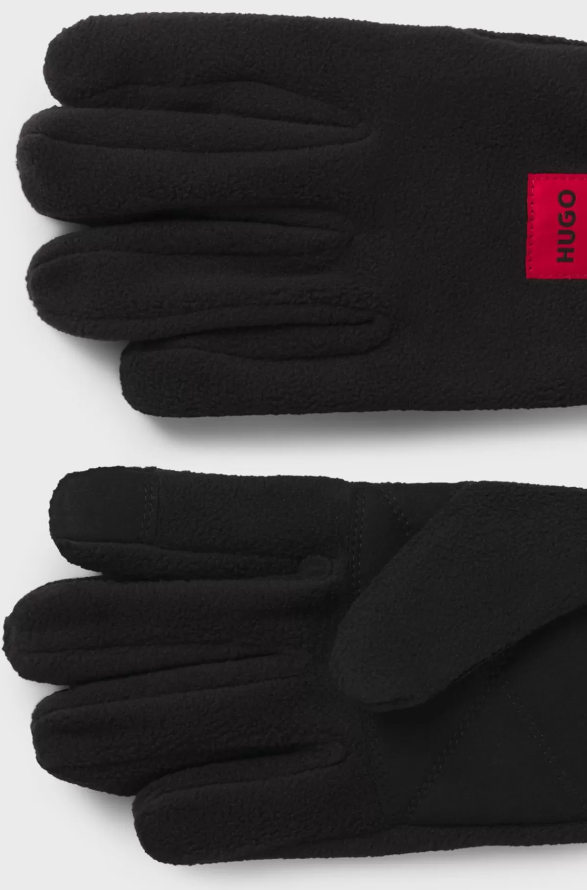 HUGO BOSS Fleecehandsker Med Rødt Logomærkat Sort Discount
