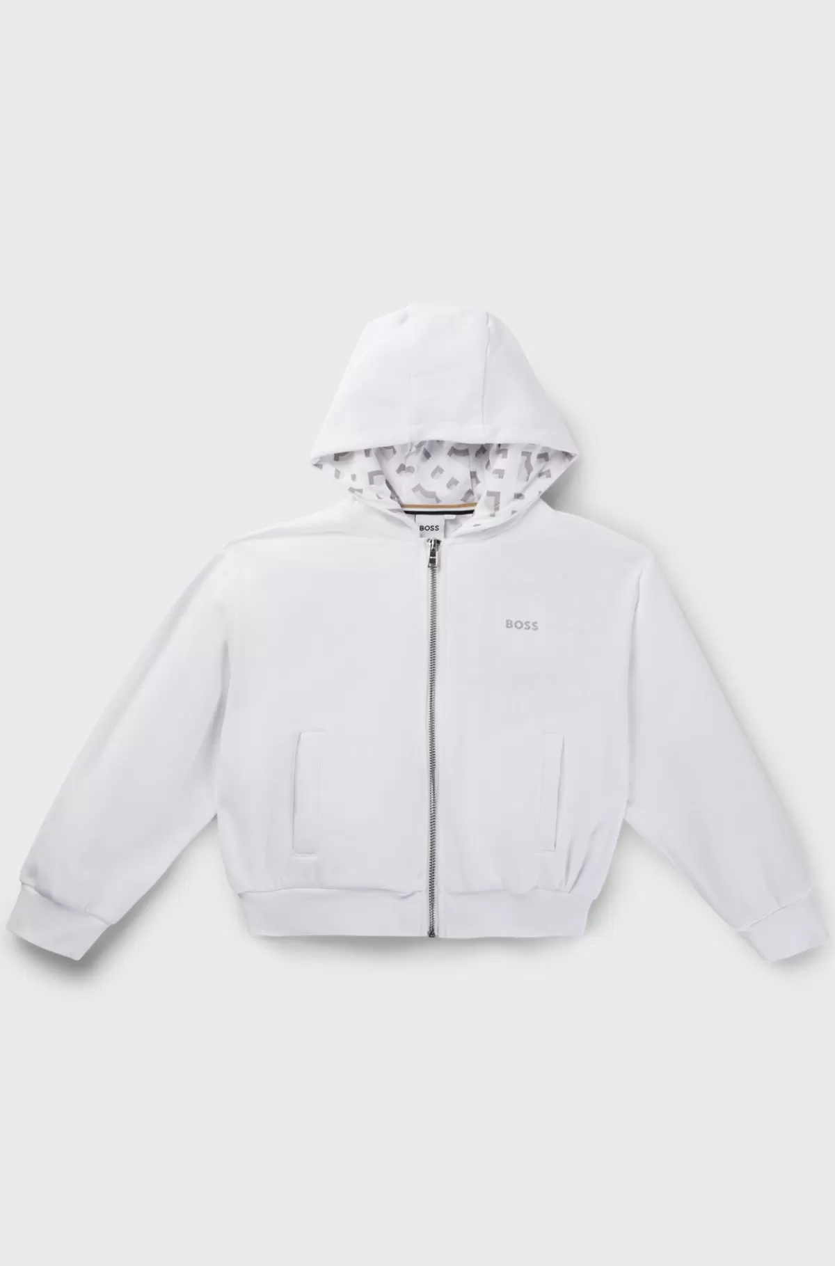 HUGO BOSS Fleecehættetrøje Til Børn Med Signaturdetaljer Hvid Online