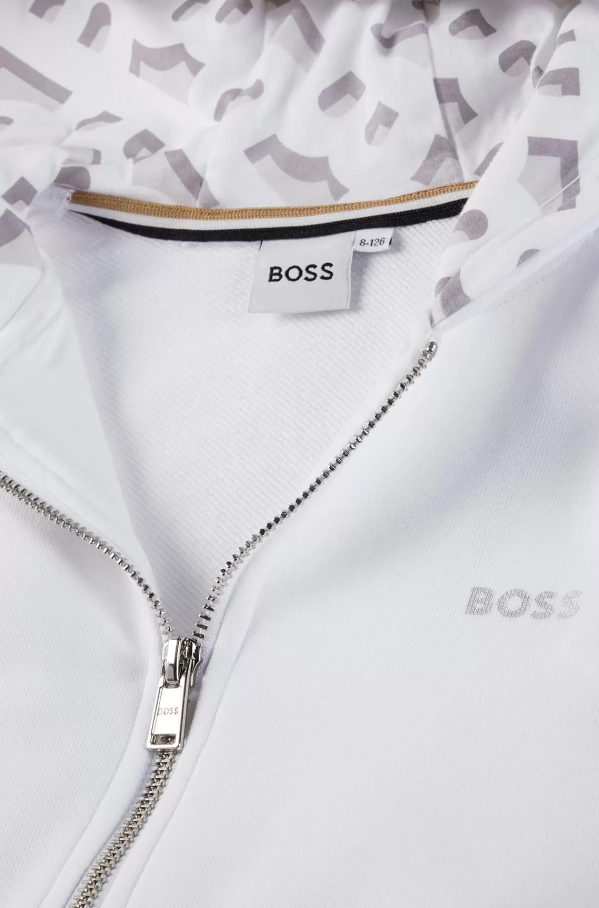 HUGO BOSS Fleecehættetrøje Til Børn Med Signaturdetaljer Hvid Online