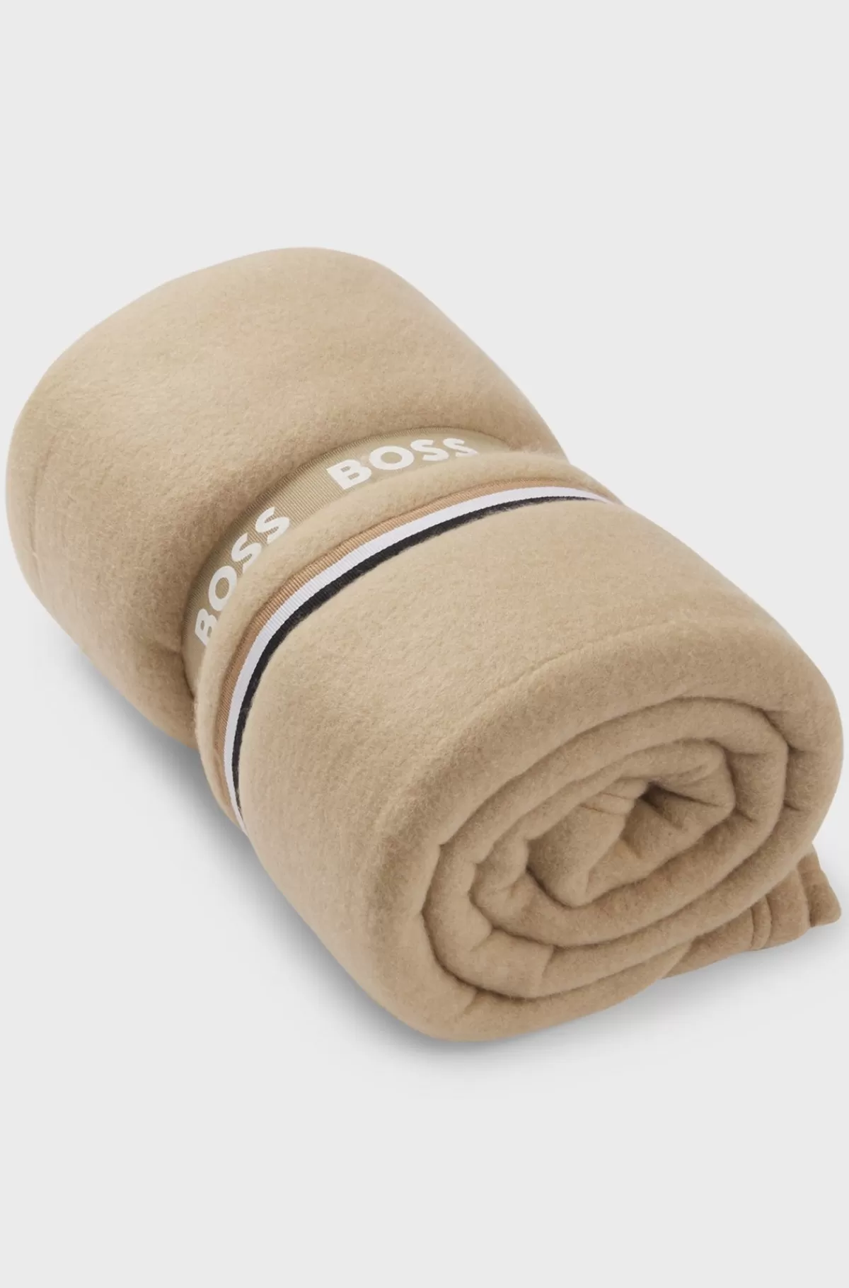 HUGO BOSS Fleecetæppe Med Signaturstribe Beige Best
