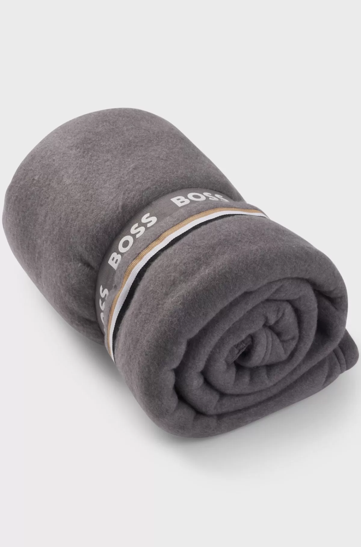 HUGO BOSS Fleecetæppe Med Signaturstribe Grå Best