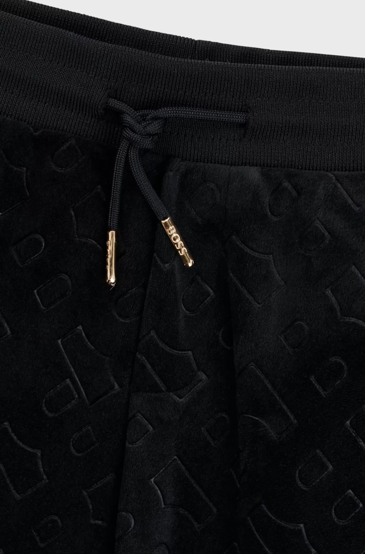 HUGO BOSS Fløjlsbukser Til Børn Med Præget Monogram Sort Store