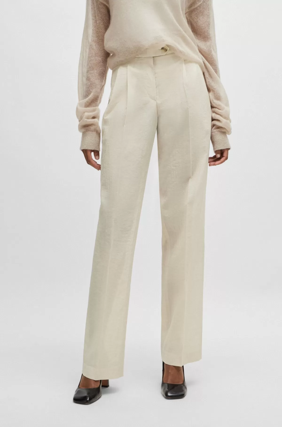 HUGO BOSS Formelle Bukser I Bomuldsblanding Lys beige Cheap