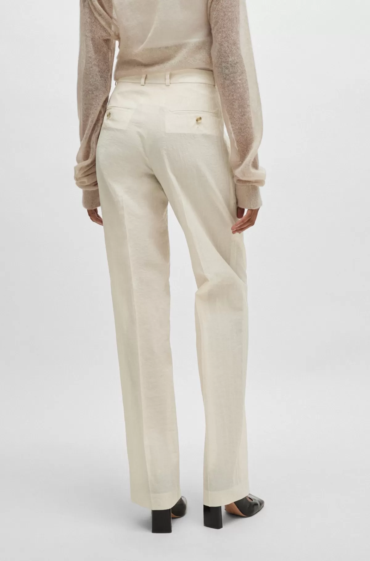 HUGO BOSS Formelle Bukser I Bomuldsblanding Lys beige Cheap