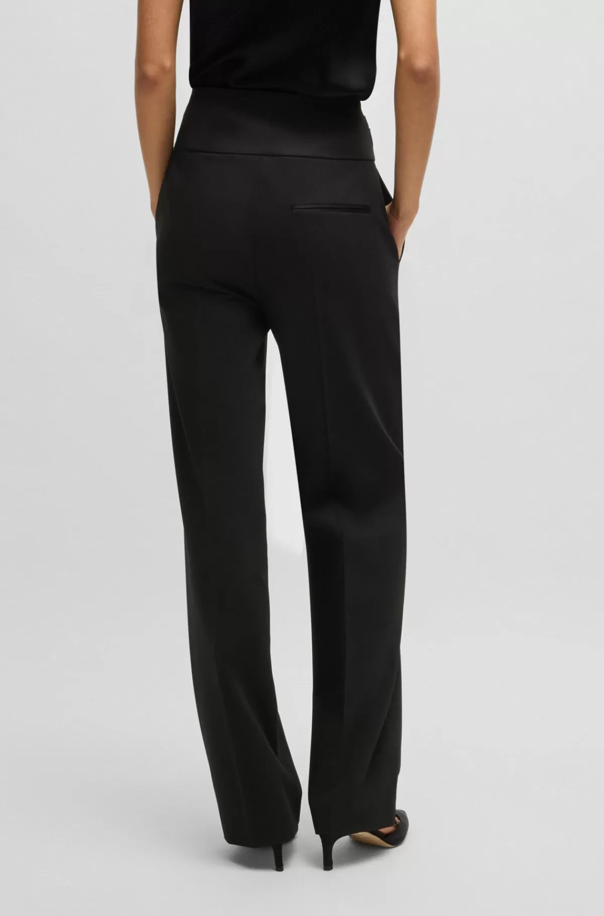 HUGO BOSS Formelle Bukser Med Regular Fit Og Tone-i-tone Linning Sort Cheap