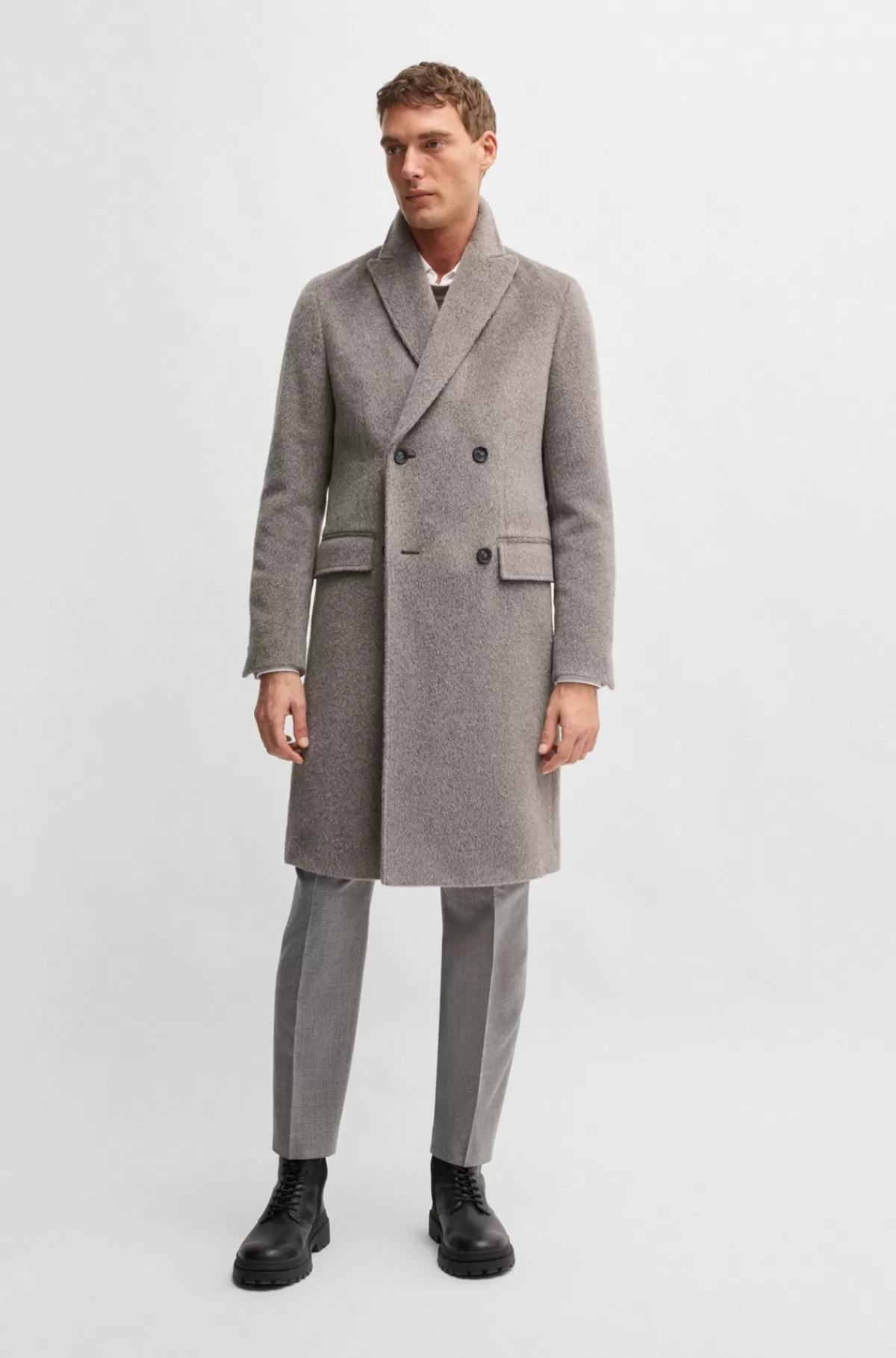 HUGO BOSS Frakke I Alpakablanding Fra BOSS SELECTED BY BECKHAM Beige Clearance