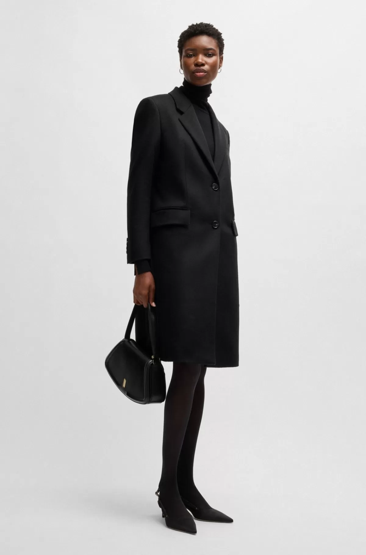 HUGO BOSS Frakke Med Slim Fit I Ny Uld Og Kashmiruld Sort Clearance
