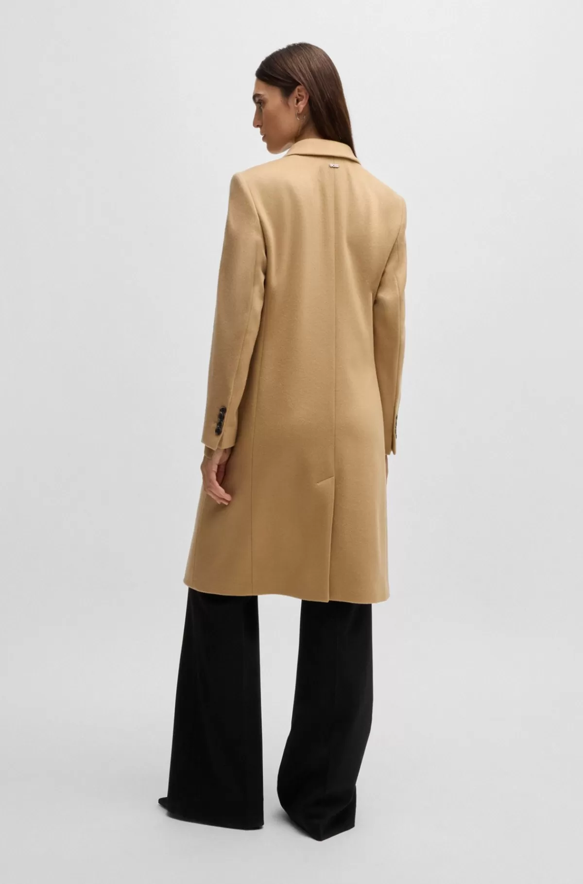 HUGO BOSS Frakke Med Slim Fit I Ny Uld Og Kashmiruld Beige Best Sale