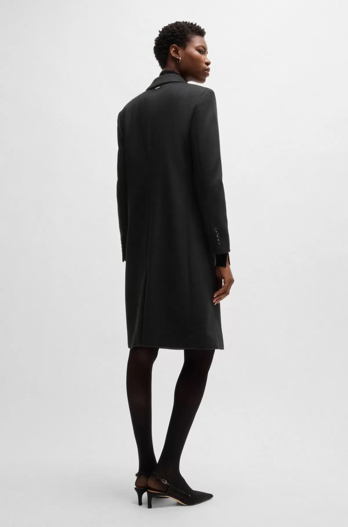 HUGO BOSS Frakke Med Slim Fit I Ny Uld Og Kashmiruld Sort Clearance