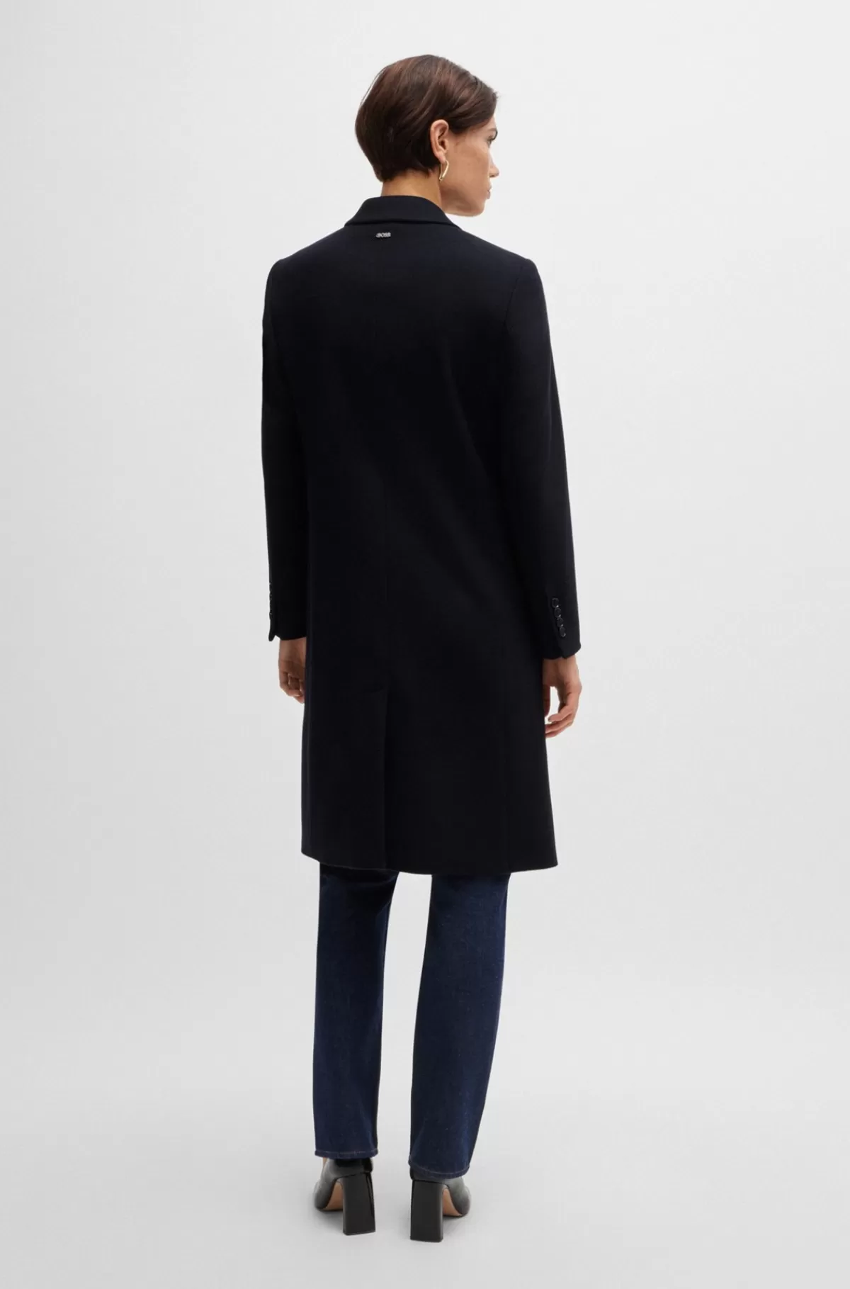 HUGO BOSS Frakke Med Slim Fit I Ny Uld Og Kashmiruld Mørkeblå Hot