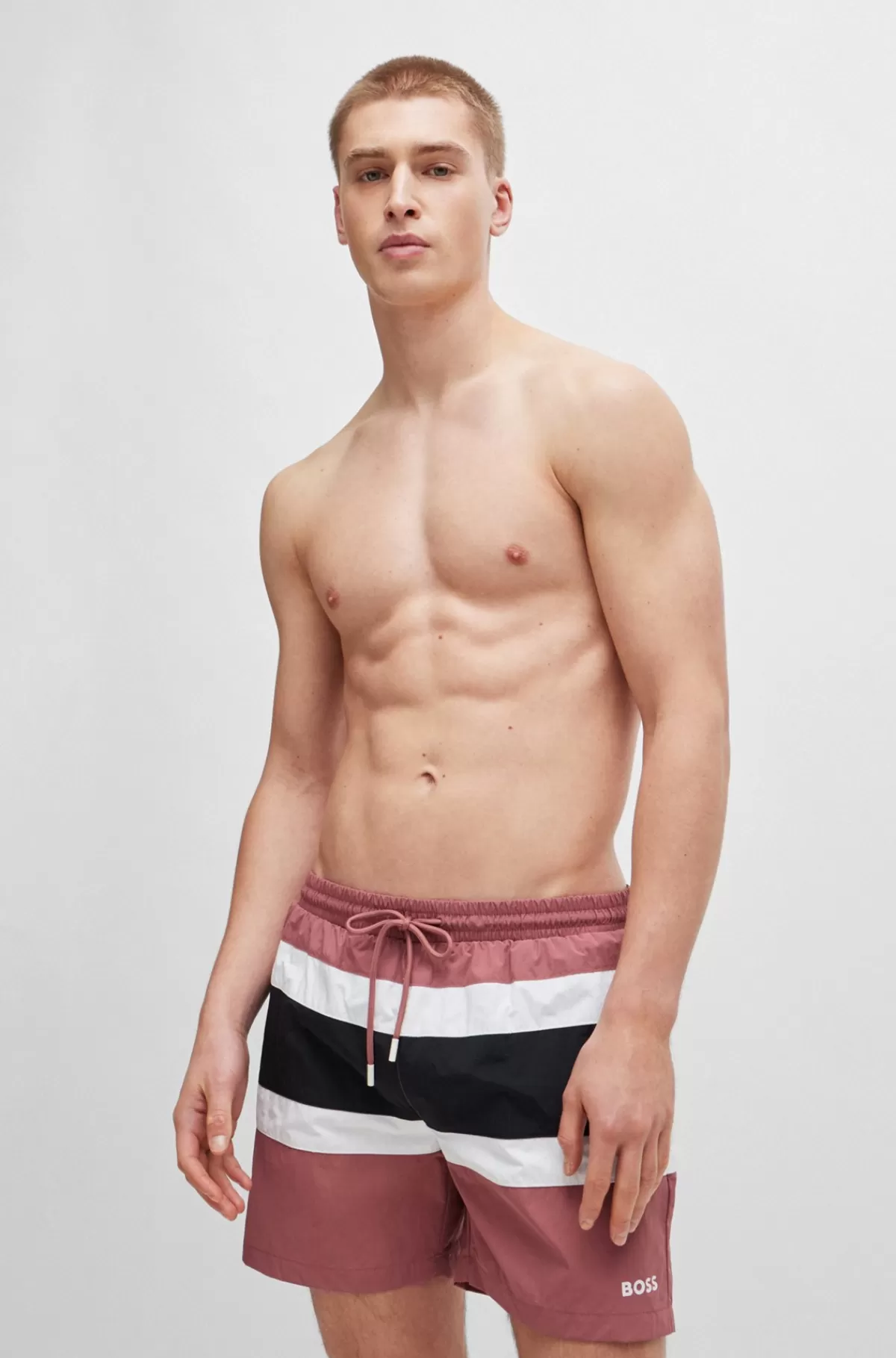 HUGO BOSS Fuldforede Badeshorts Med Colour Blocking Lyserød New