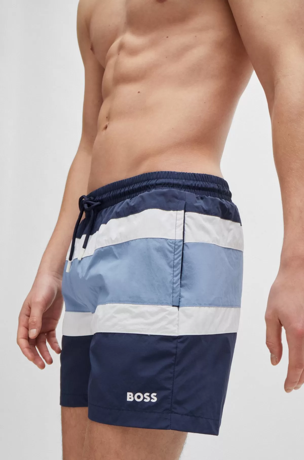 HUGO BOSS Fuldforede Badeshorts Med Colour Blocking Blå Outlet
