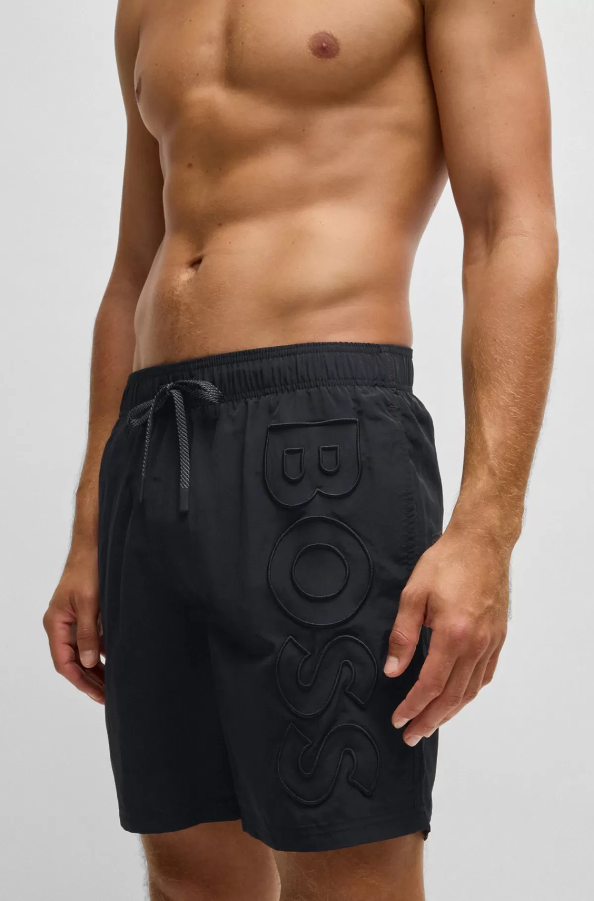 HUGO BOSS Fuldt Forede Badeshorts Med 3D-logo Sort Cheap