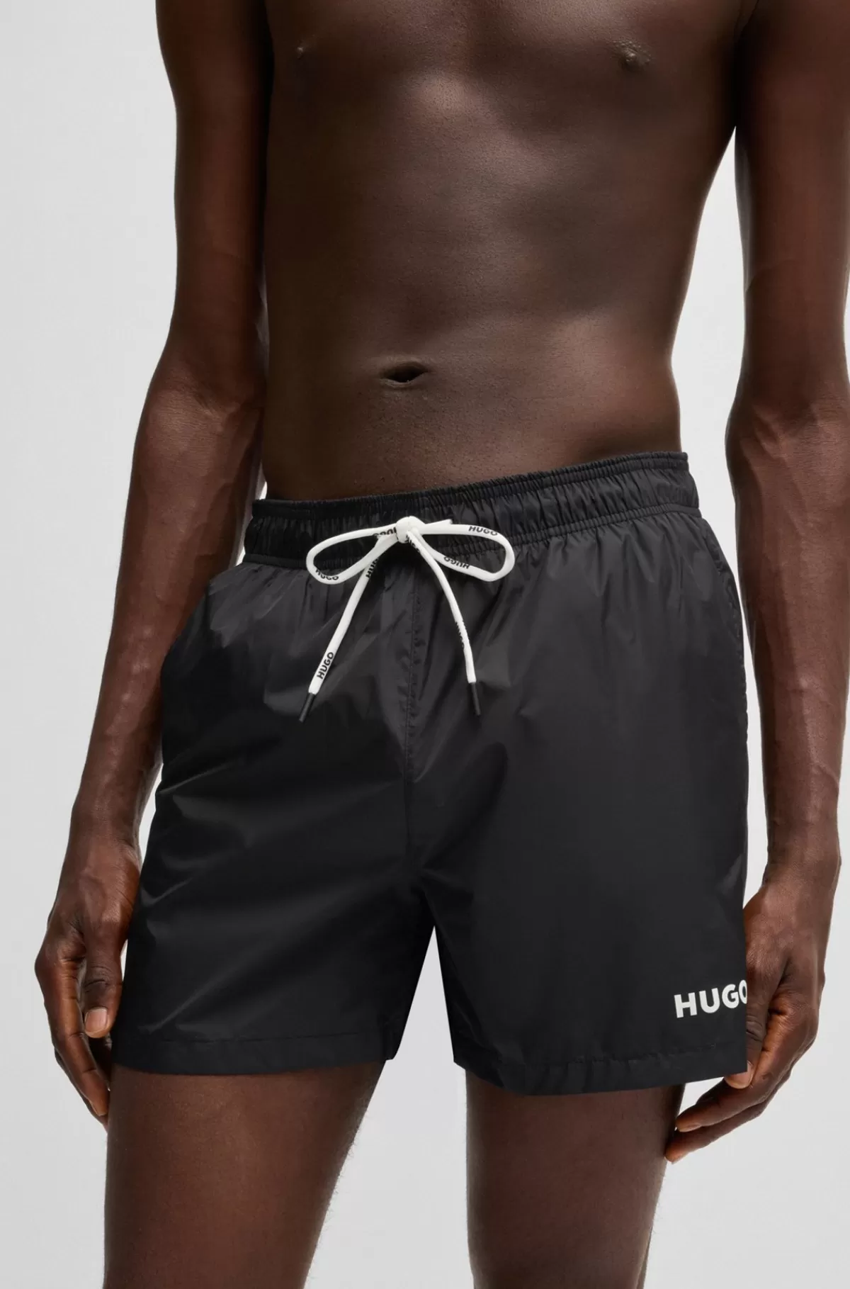 HUGO BOSS Fuldt Forede Badeshorts Med Kontrastlogo Sort New