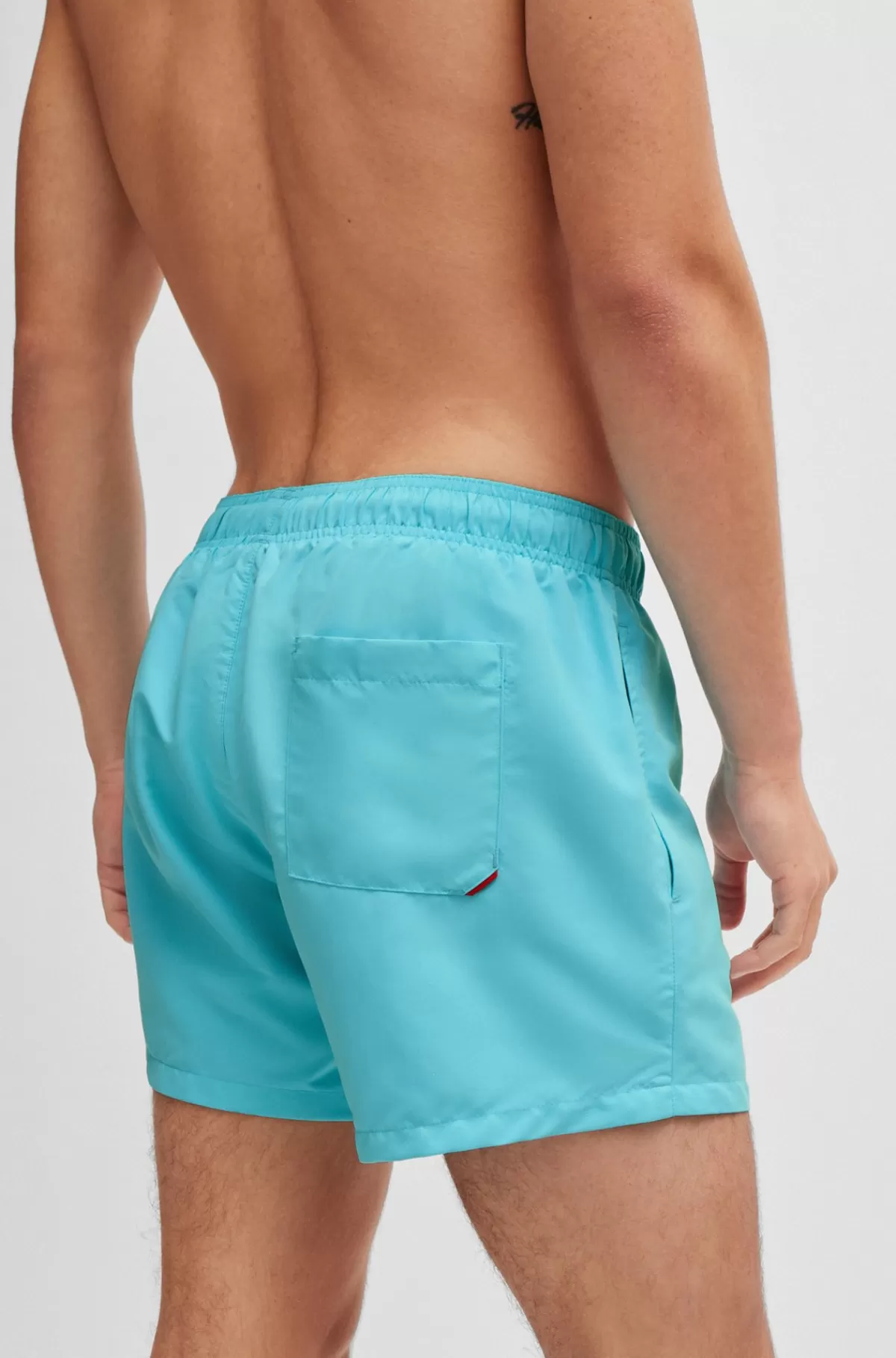 HUGO BOSS Fuldt Forede Badeshorts Med Lodret Logo Turkis Cheap