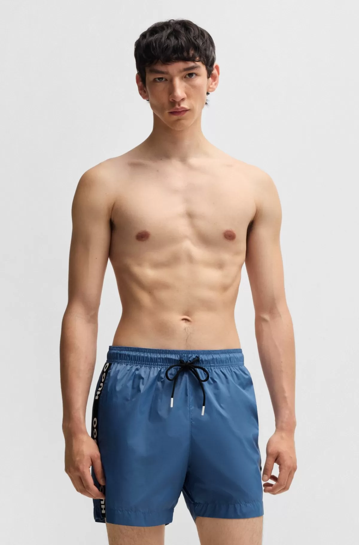 HUGO BOSS Fuldt Forede Badeshorts Med Logobånd Blå New