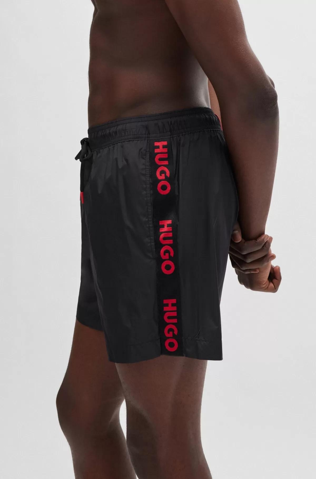 HUGO BOSS Fuldt Forede Badeshorts Med Logobånd Sort New