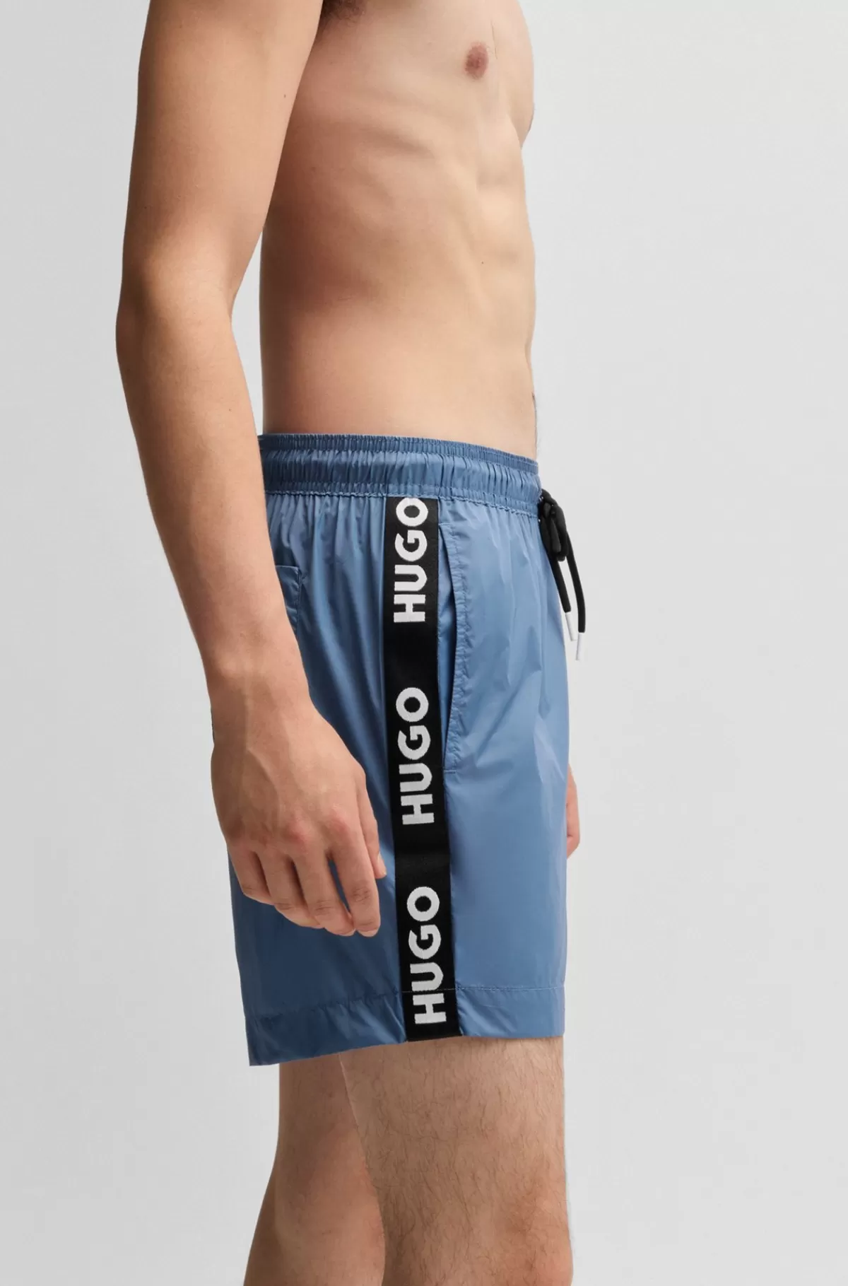 HUGO BOSS Fuldt Forede Badeshorts Med Logobånd Blå New