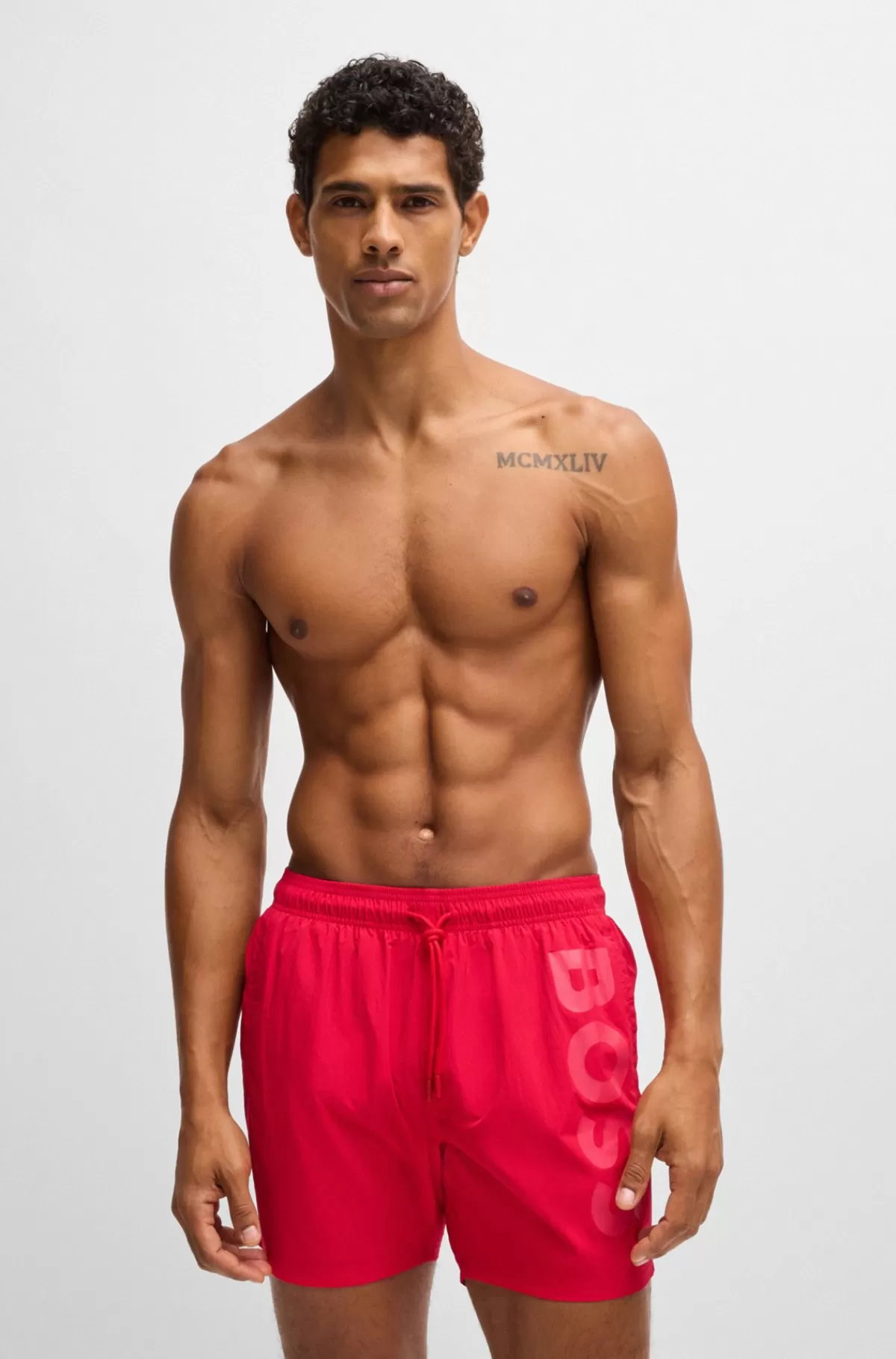 HUGO BOSS Fuldt Forede Badeshorts Med Logoprint Rød Clearance