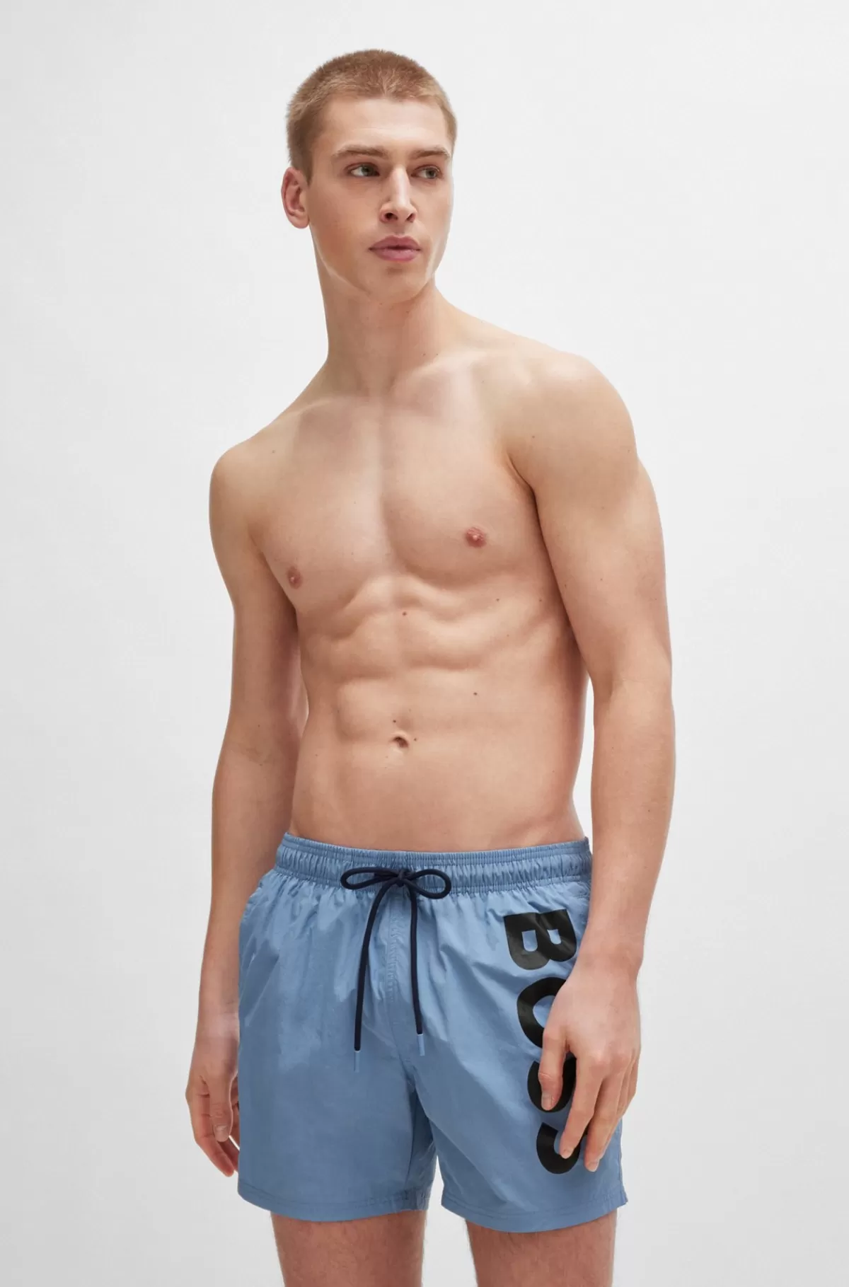 HUGO BOSS Fuldt Forede Badeshorts Med Logoprint Lyseblå Best