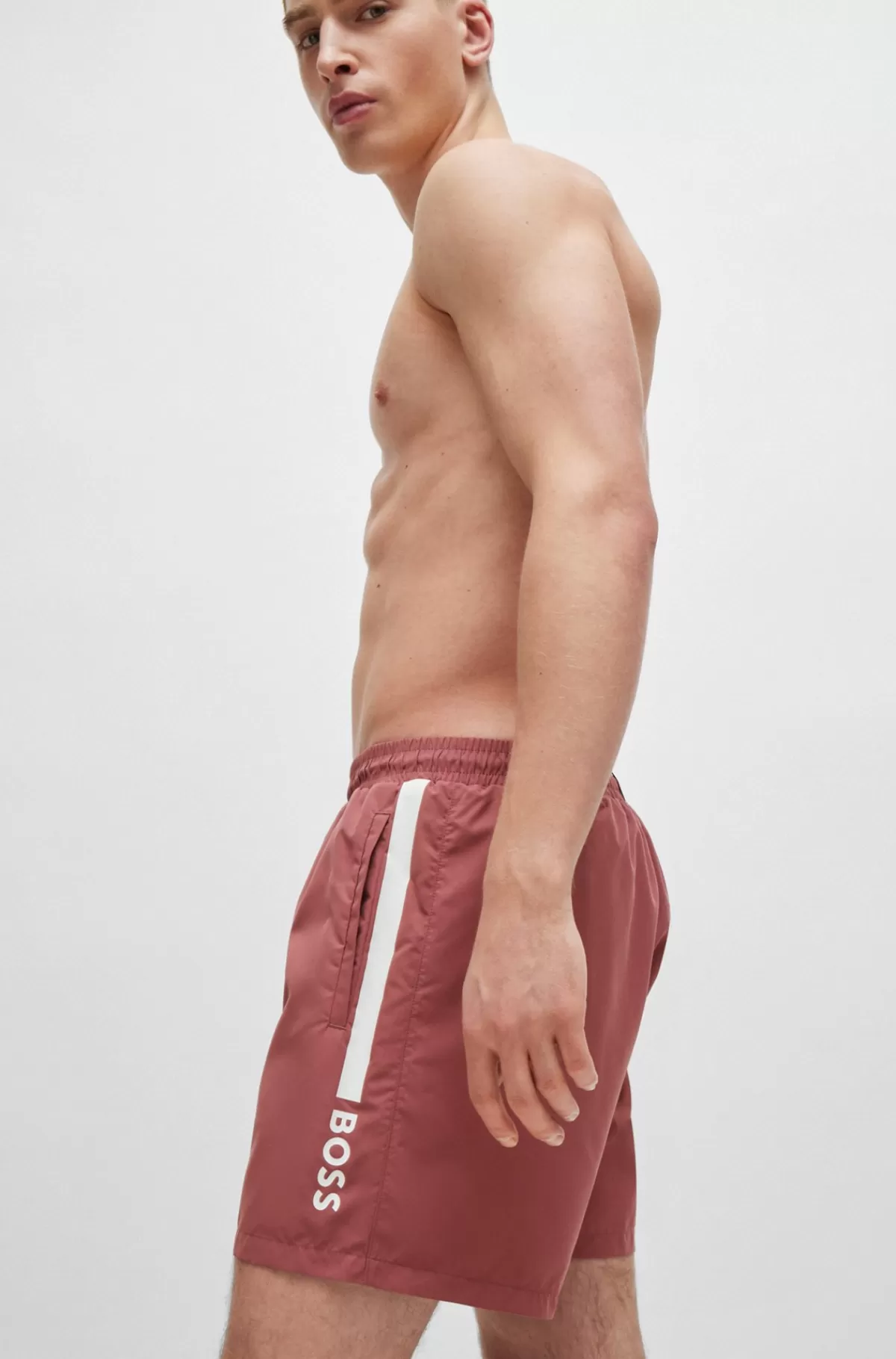 HUGO BOSS Fuldt Forede Badeshorts Med Logoprint Lyserød Fashion