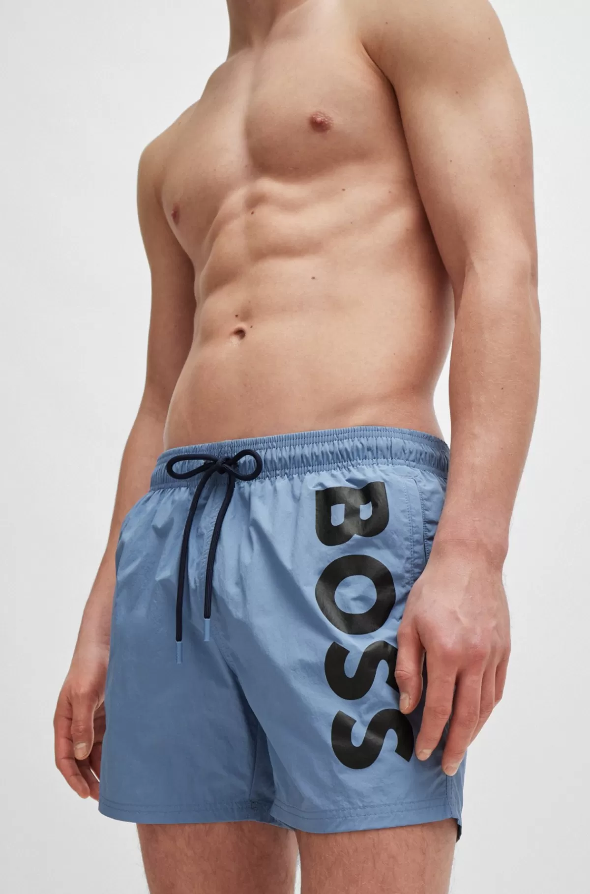 HUGO BOSS Fuldt Forede Badeshorts Med Logoprint Lyseblå Best