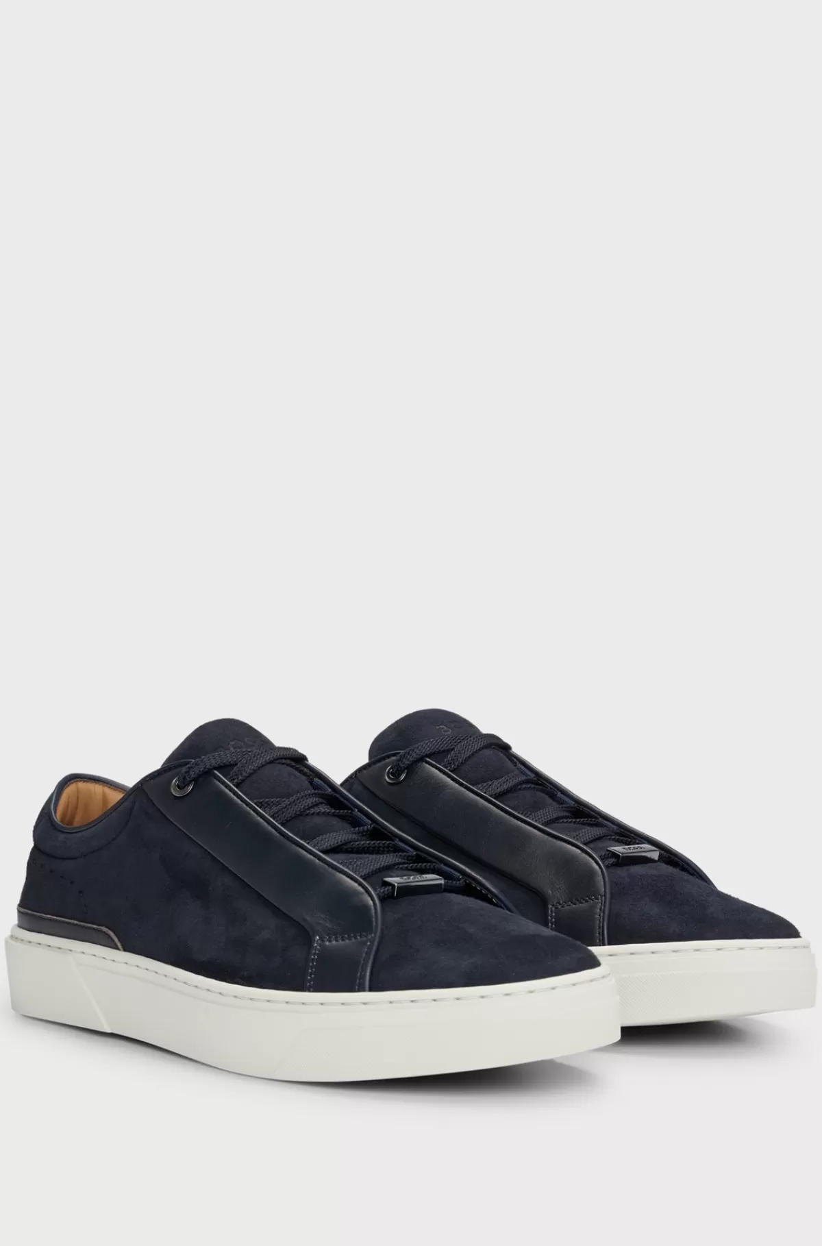 HUGO BOSS Gary Italiensk Fremstillede, Sneakers I Læder Og Ruskind Mørkeblå Flash Sale