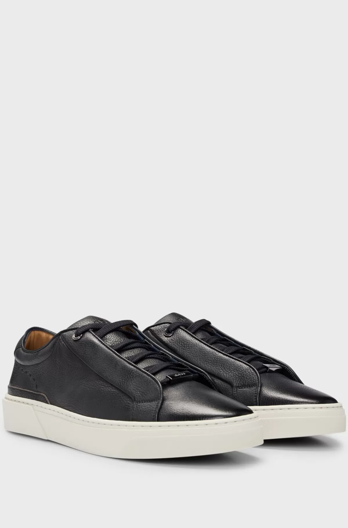 HUGO BOSS Gary Sneakers I Narvlæder Med Brandede Metalsnørehuller Mørkeblå New