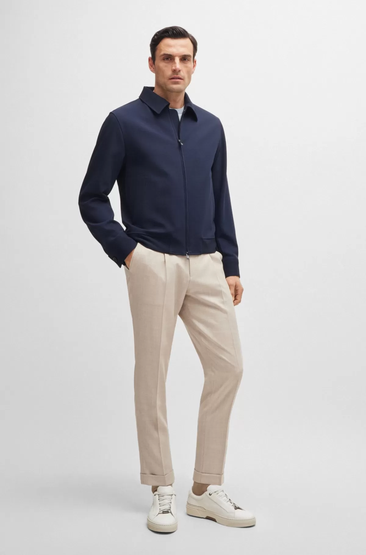 HUGO BOSS Gary Sneakers I Narvlæder Og Snørebåndshuller Med Logo Hvid Online