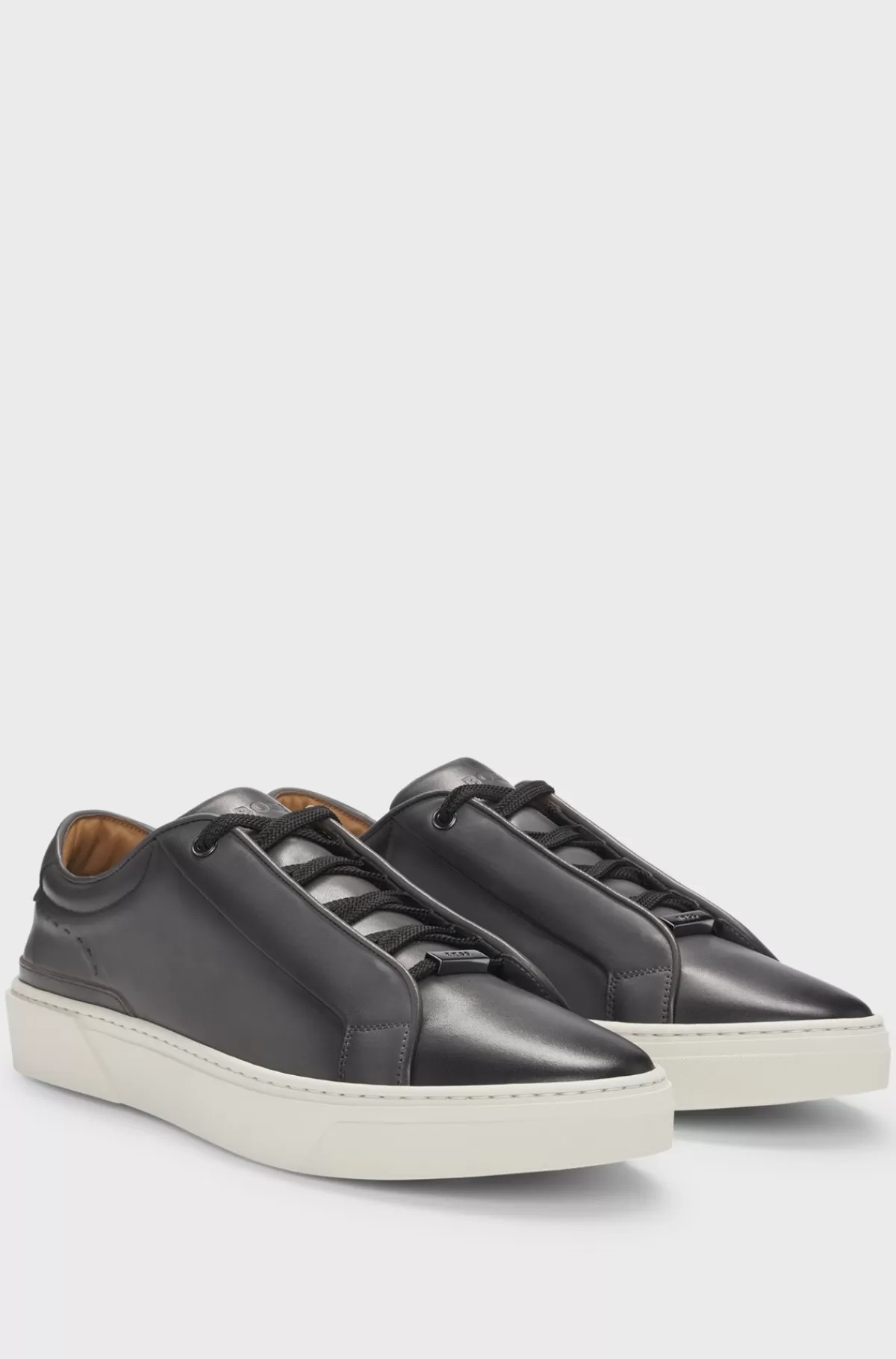 HUGO BOSS Gary-sneakers Med Lav Profil I Poleret Læder Mørkegrå Best