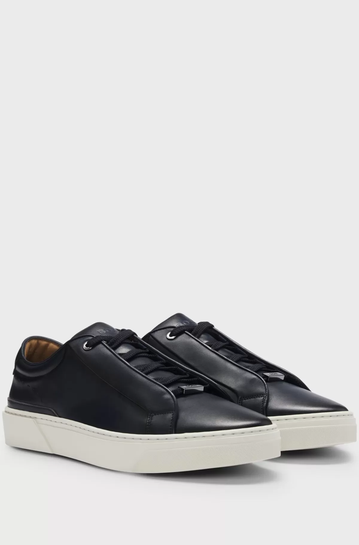 HUGO BOSS Gary-sneakers Med Lav Profil I Poleret Læder Mørkeblå Fashion