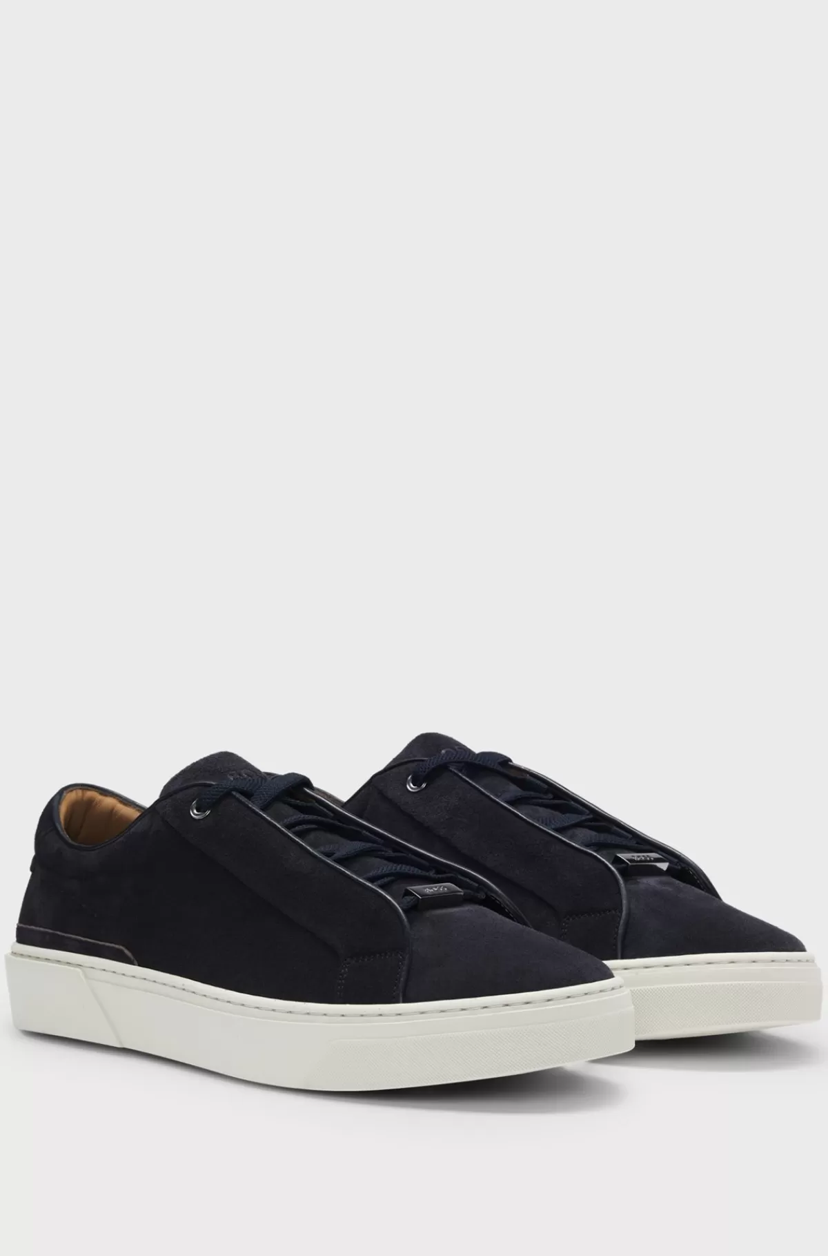 HUGO BOSS Gary-sneakers Med Lav Profil I Ruskind Mørkeblå Discount
