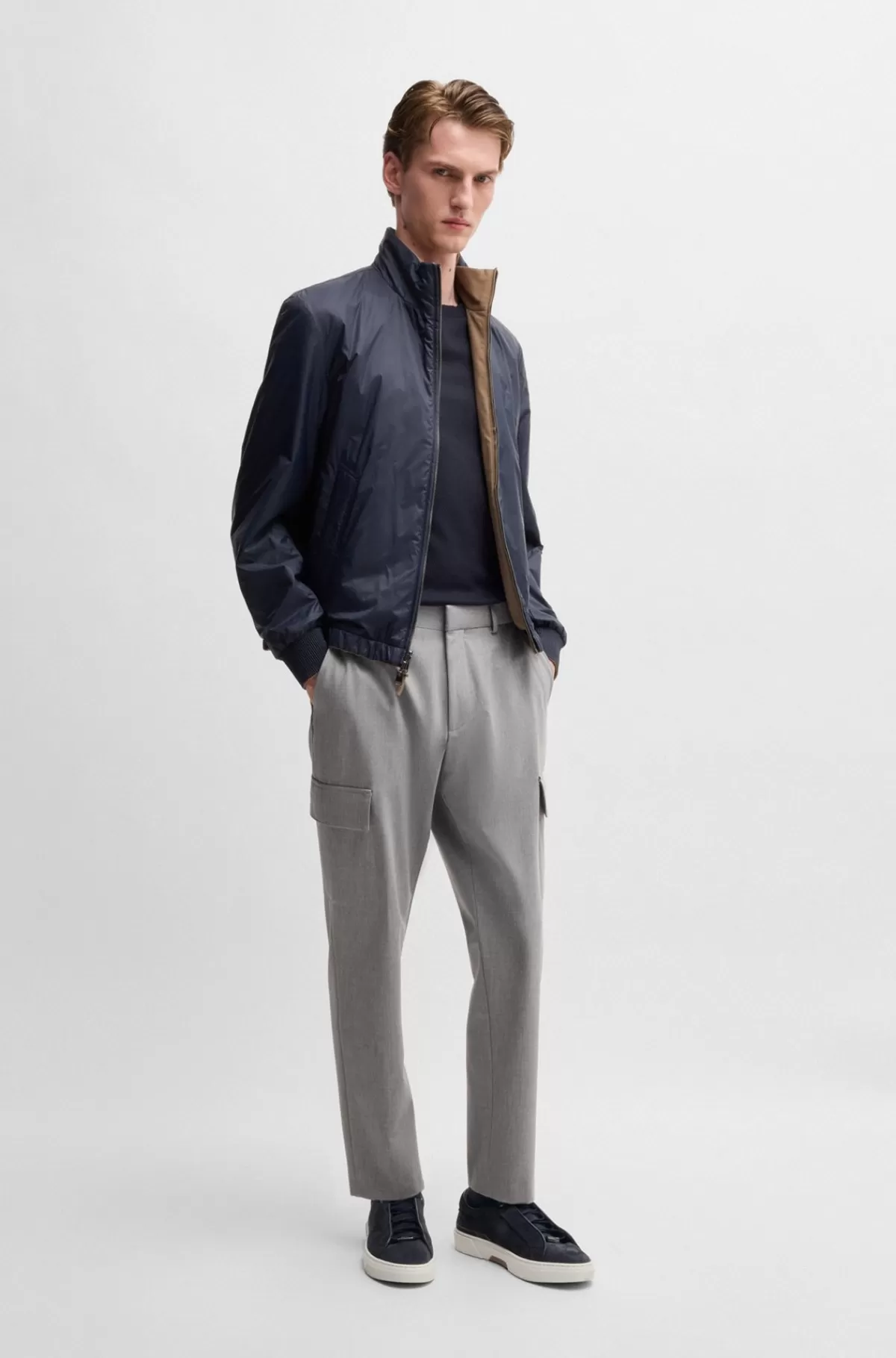 HUGO BOSS Gary-sneakers Med Lav Profil I Ruskind Mørkeblå Discount
