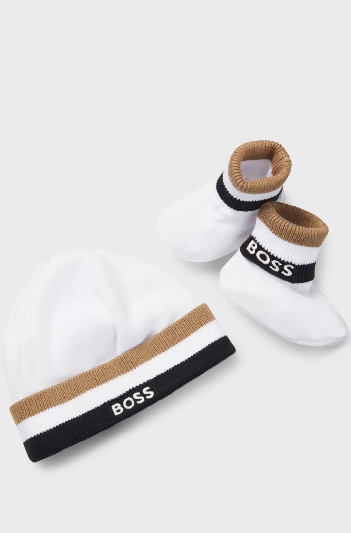HUGO BOSS Gaveæske Med Hue Og Strikkede Støvler Til Babyer Hvid Fashion