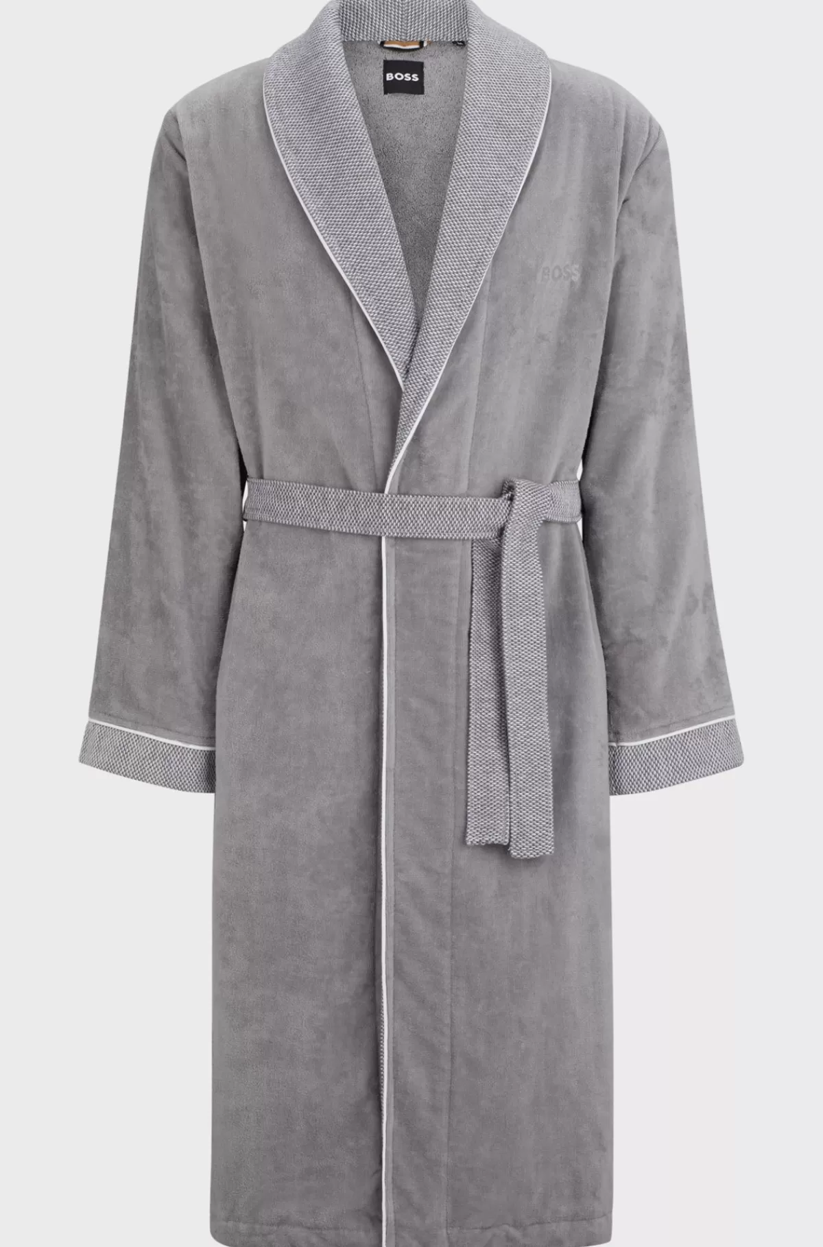 HUGO BOSS Morgenkåbe I Bomuldsfløjl Med Broderet Logo Grå Hot