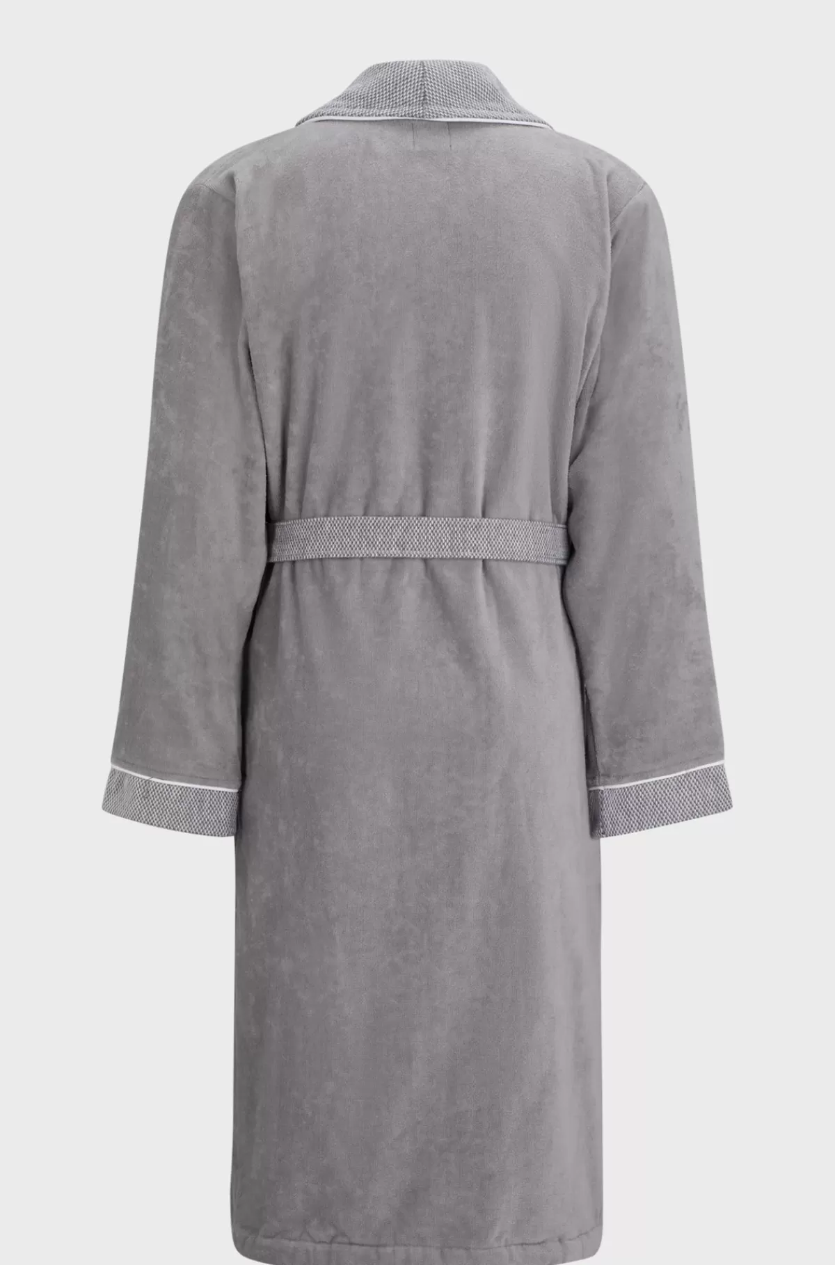 HUGO BOSS Morgenkåbe I Bomuldsfløjl Med Broderet Logo Grå Hot