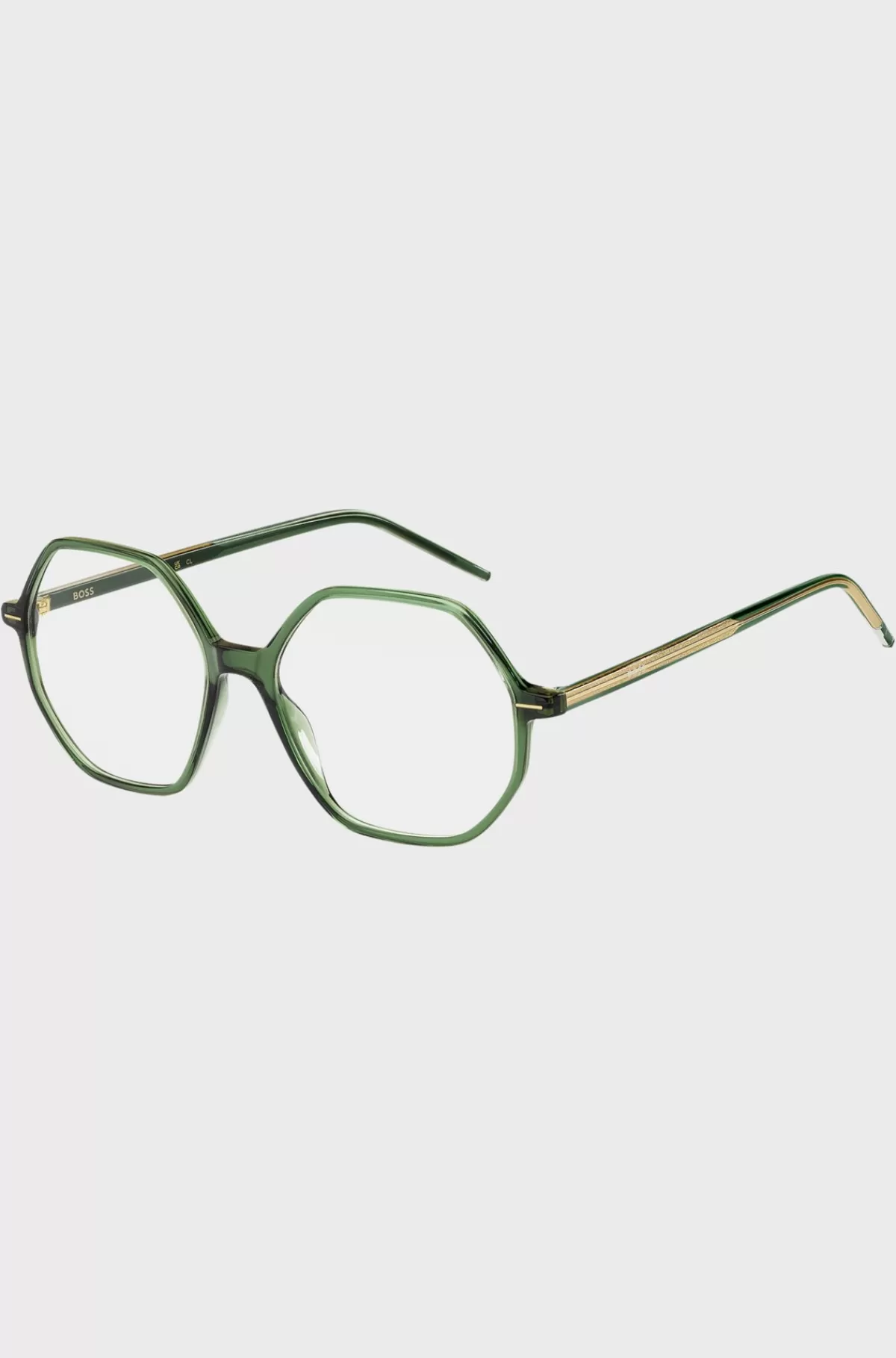 HUGO BOSS Grønt Acetatstel Til Briller Med Styrke Med Stribet Metaltråd Mørkegrøn Fashion