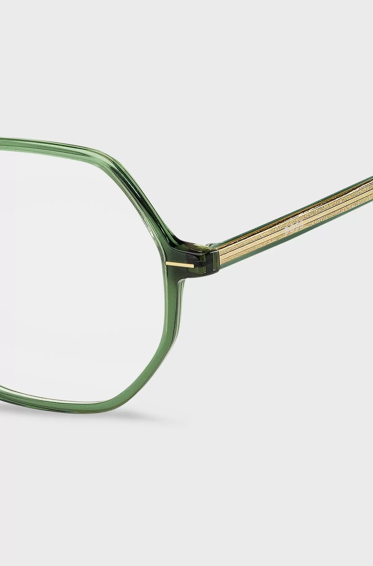 HUGO BOSS Grønt Acetatstel Til Briller Med Styrke Med Stribet Metaltråd Mørkegrøn Fashion