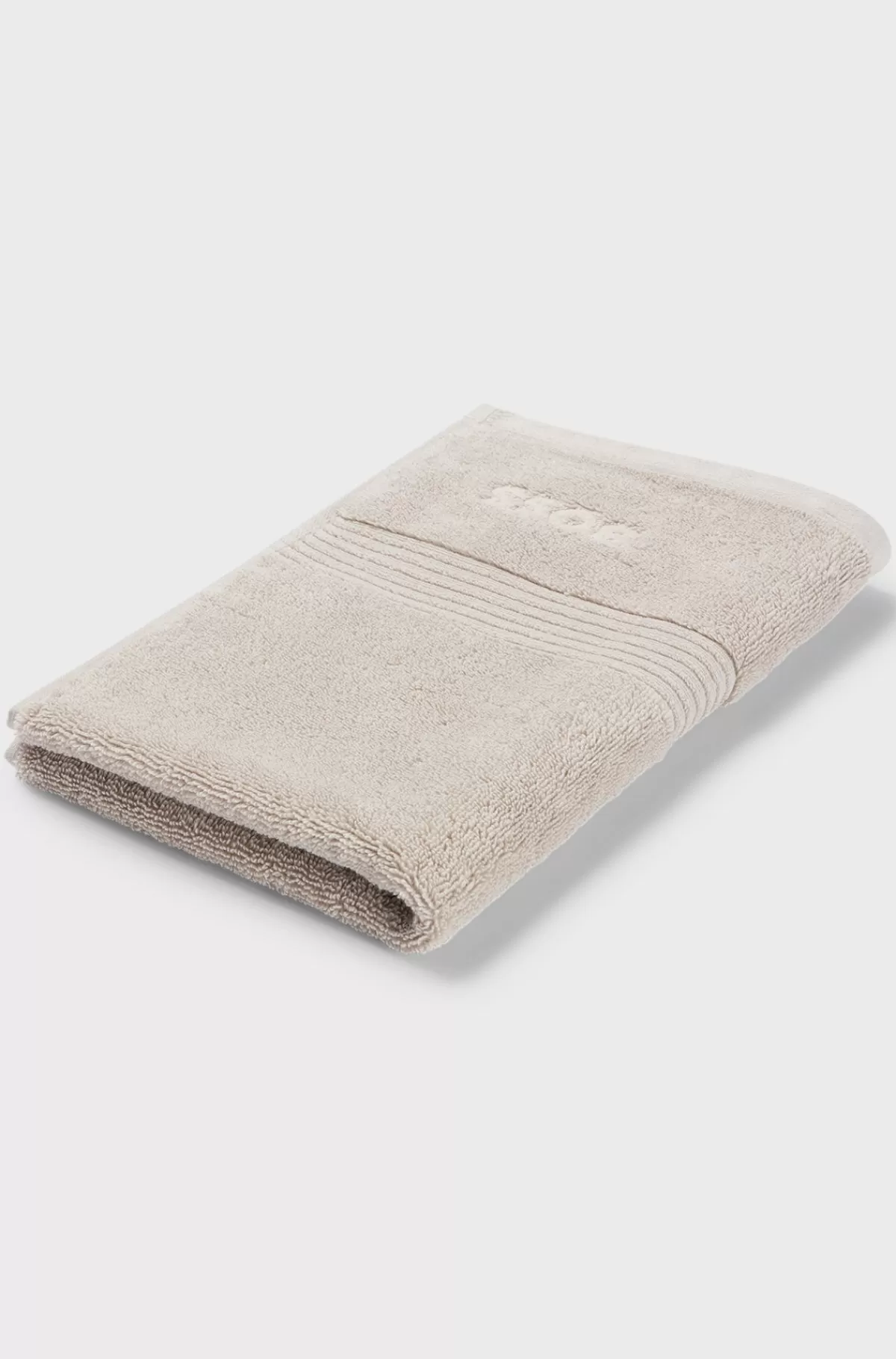 HUGO BOSS Gæstehåndklæde I ægæisk Bomuld Med Tone-i-tone-logo Beige Hot