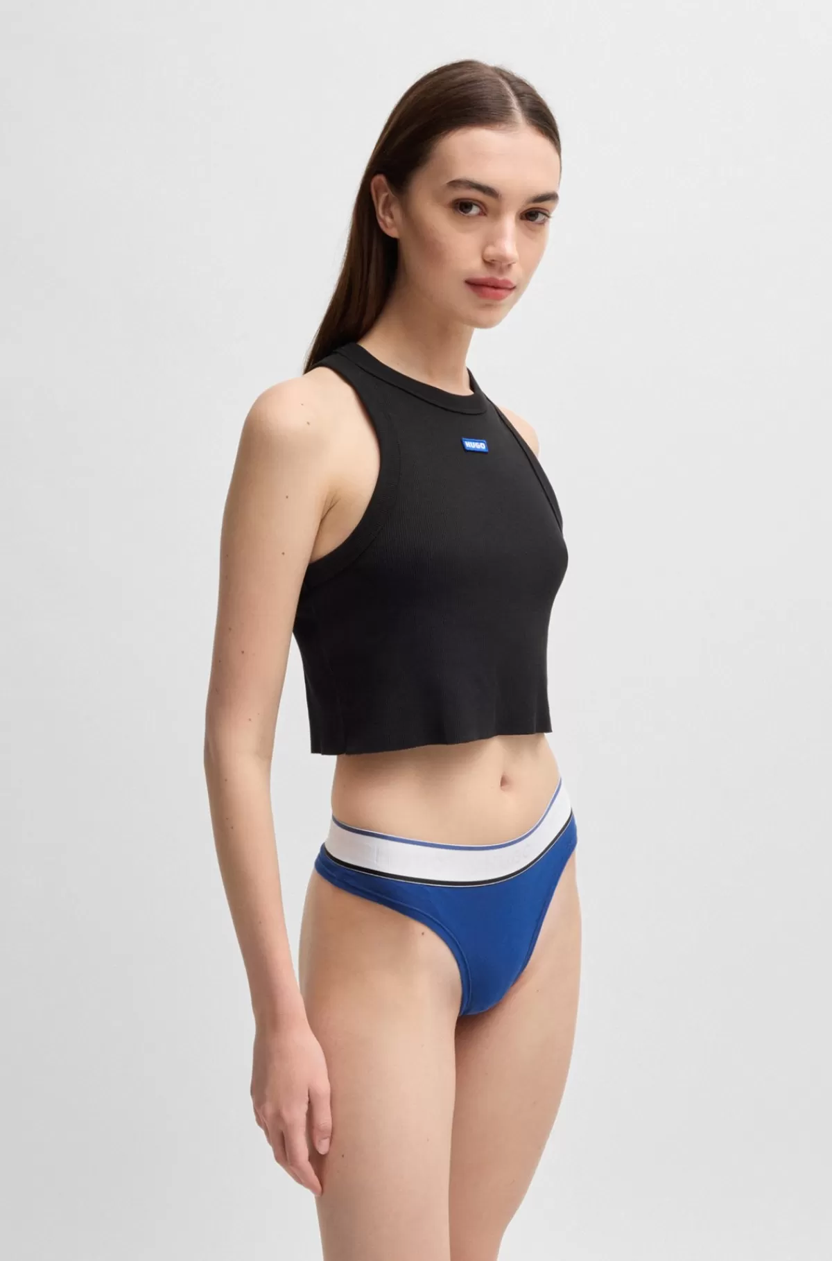 HUGO BOSS G-strengstrusser I Bomuld Med Stræk Og Logolinning Blå Discount