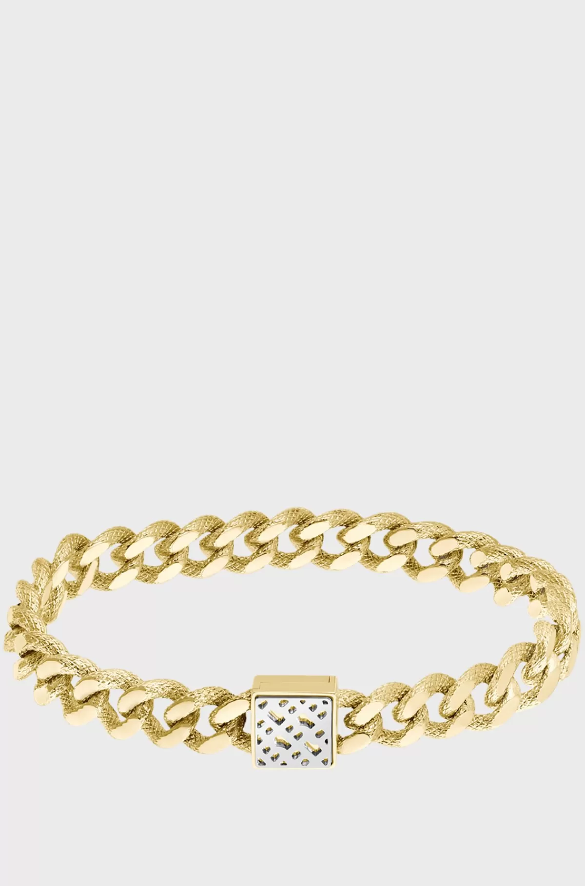 HUGO BOSS farvet Armbånd Med Tekstureret Kæde Og Monogramlukning Guld Discount