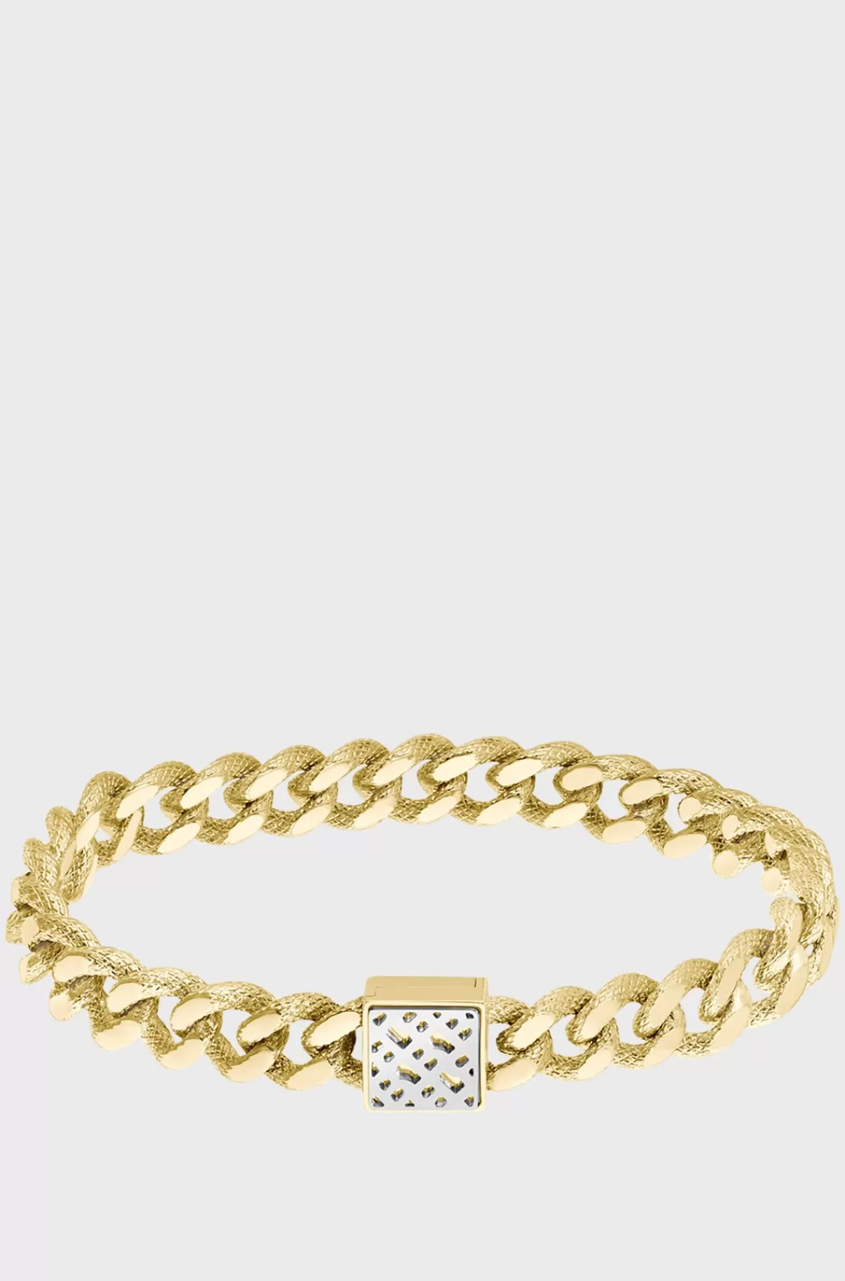 HUGO BOSS farvet Armbånd Med Tekstureret Kæde Og Monogramlukning Guld Discount