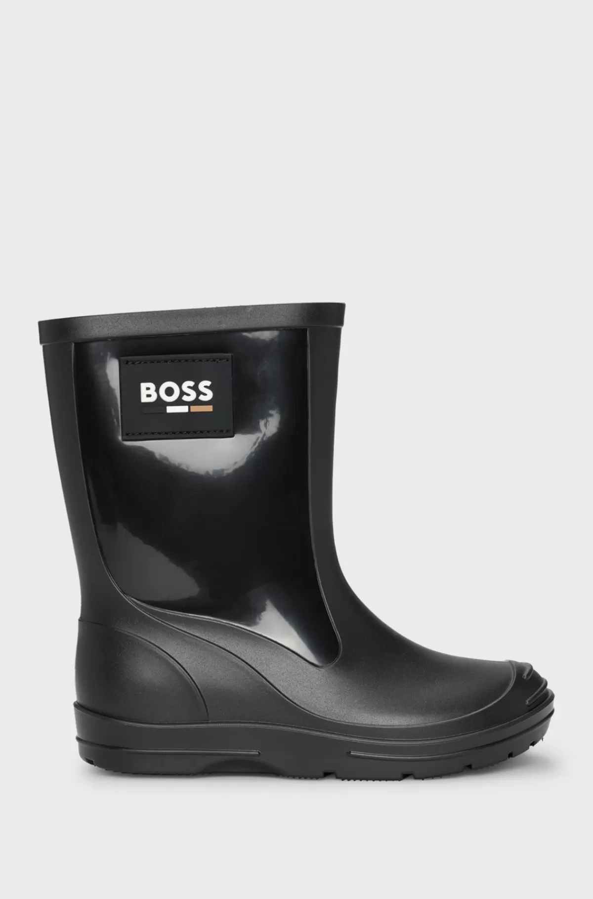 HUGO BOSS Gummistøvler Til Børn Med Signaturstribet Logomærkat Sort New