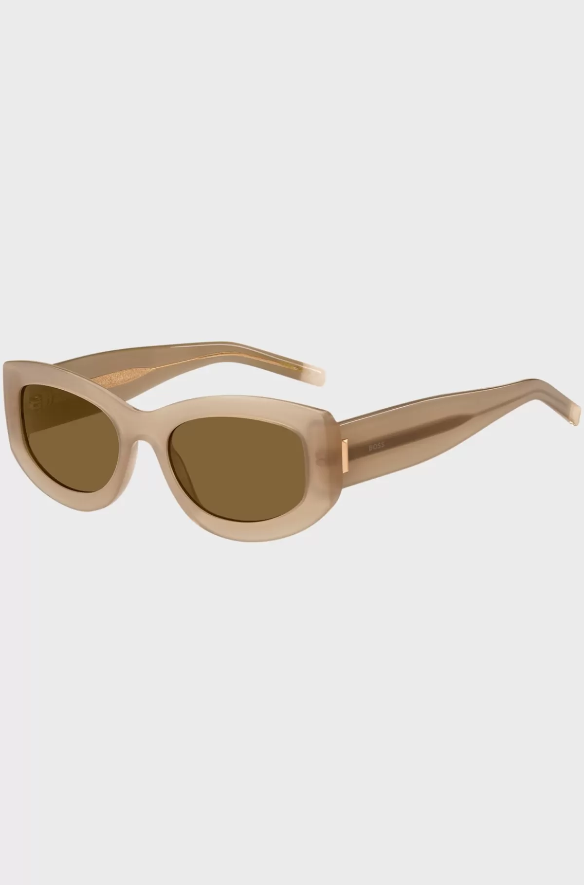 HUGO BOSS Halvgennemsigtige Acetatsolbriller Med Logo Beige New