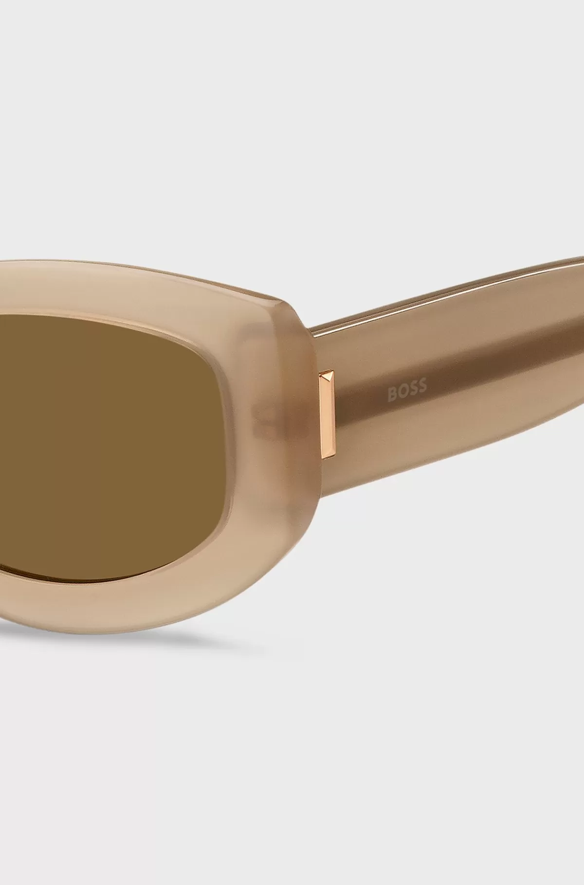 HUGO BOSS Halvgennemsigtige Acetatsolbriller Med Logo Beige New