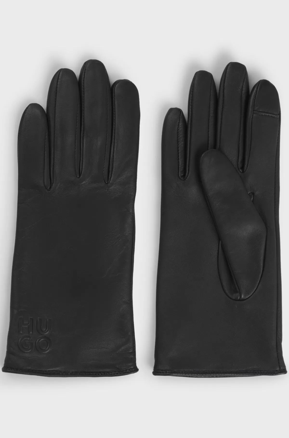 HUGO BOSS Handsker I Nappalæder Med For Og Stablet Logo Sort Store