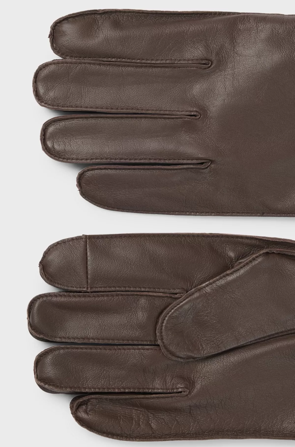 HUGO BOSS Handsker I Narvlæder Med Uldfor Og Metallogo Mørkebrun Cheap