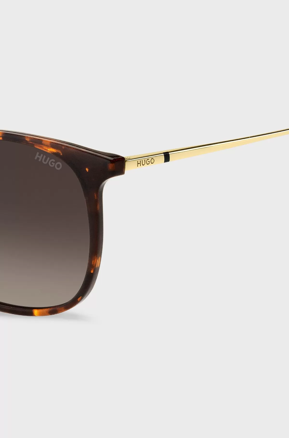 HUGO BOSS Havana-solbriller Med Guldfarvede Stænger Brun New