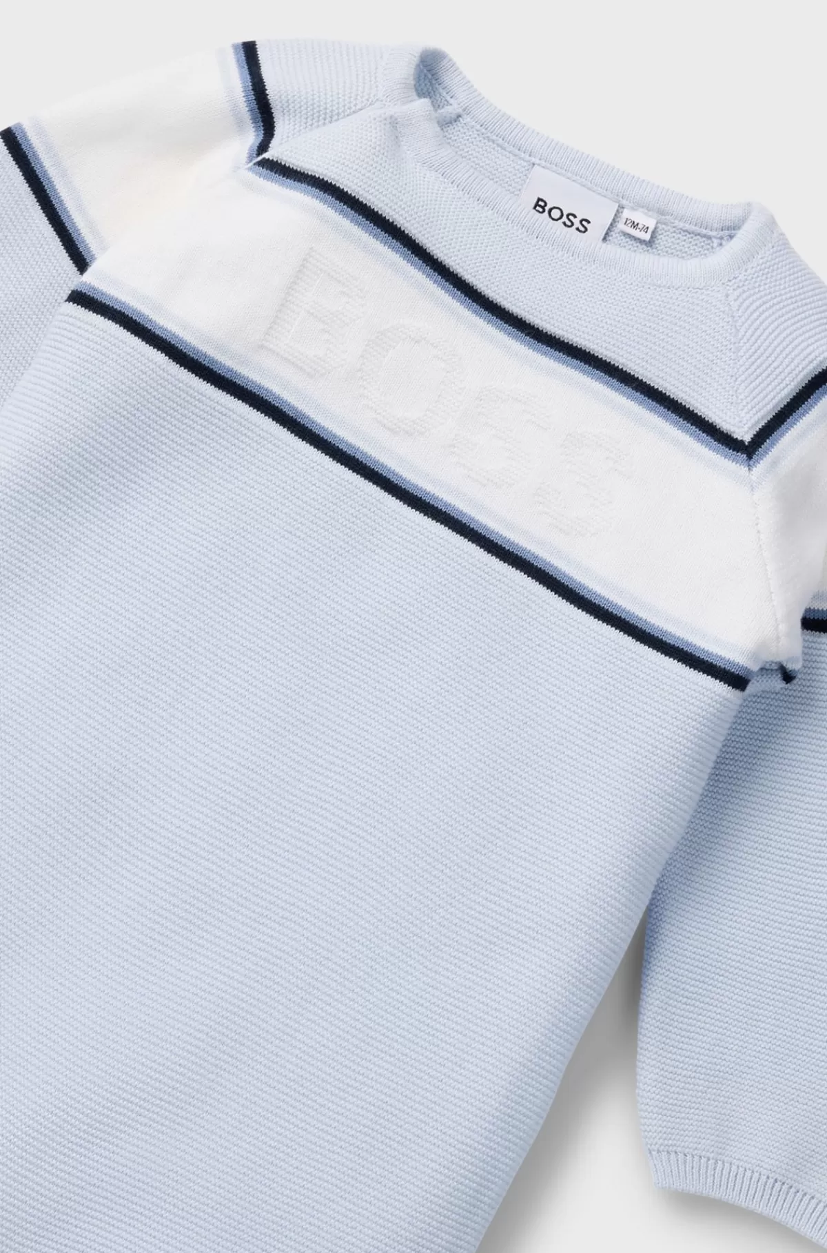 HUGO BOSS Heldragt Med Striber Og Logo Til Babyer Lyseblå Clearance